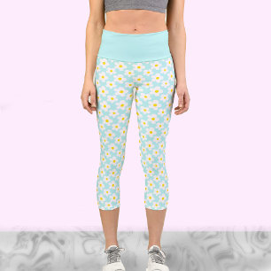 Cute Retro Daisies on Teal Workout leggings