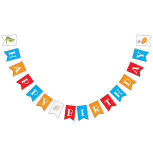 Cute Retro Dinosaurs Birthday Party Bunting Flags