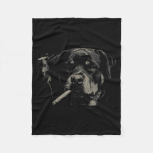 Cute Retro Dog Rottweiler Smoking Meme Fleece Blanket