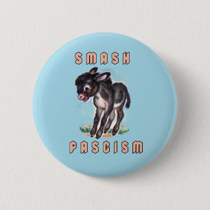 Cute Retro Donkey- Smash Fascism 6 Cm Round Badge