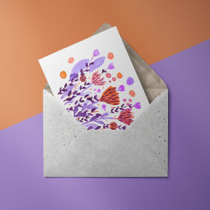 Cute retro doodle flowers postcard