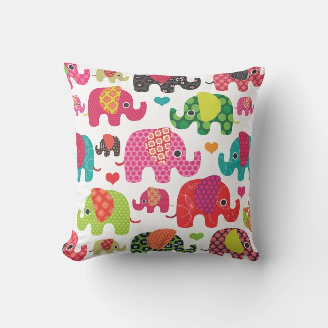 Cute retro elephant pattern india design cushion (Front)