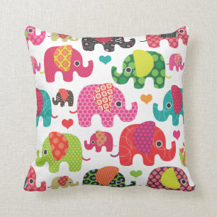 Cute retro elephant pattern india design cushion