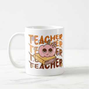 Cute Retro Fall Teacher Pumpkin Halloween Coffee Mug