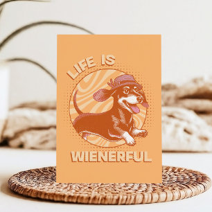 Cute Retro Fedora Dachshund 'Life is Wienerful' Postcard