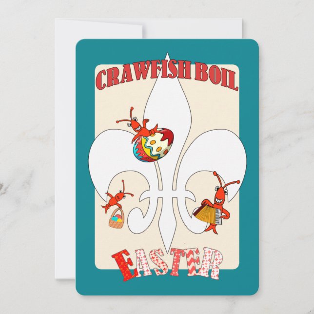 Cute Retro Feel Easter Crawfish Boil Invitation (Front)