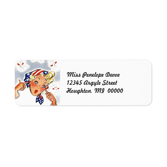 Cute Retro Fire-Cracker Lady Return Address Labels