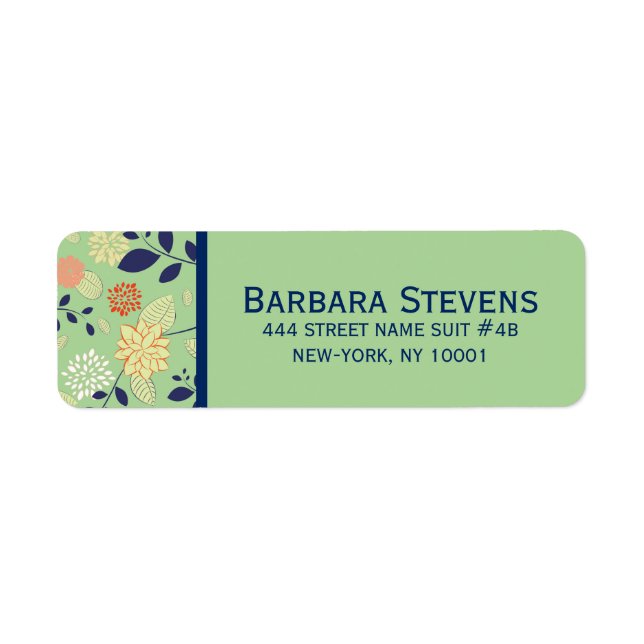 Cute Retro Floral Design Return Address Label (Front)