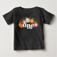 Cute Retro Floral One | Baby's First Birthday 