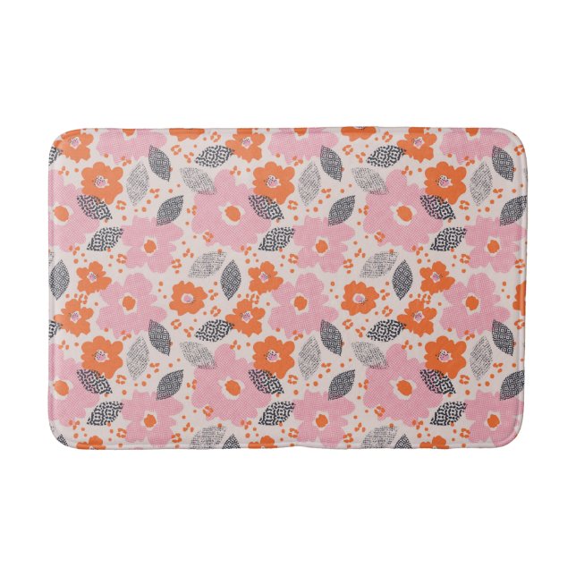 Cute Retro Floral Pattern Bath Mat (Front)