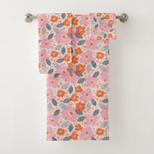 Cute Retro Floral Pattern Bath Towel Set