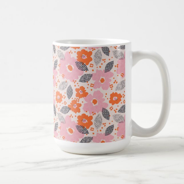 Cute Retro Floral Pattern Coffee Mug (Right)