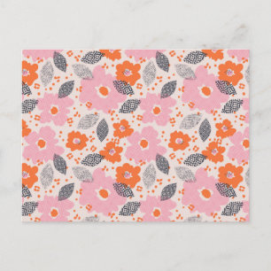 Cute Retro Floral Pattern Holiday Postcard