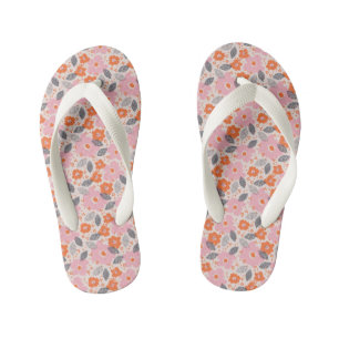 Cute Retro Floral Pattern Kid's Thongs