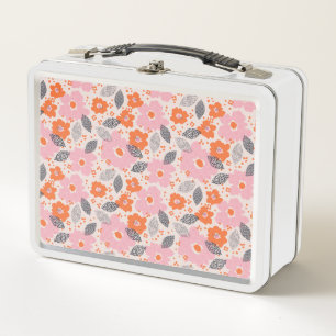 Cute Retro Floral Pattern Metal Lunch Box