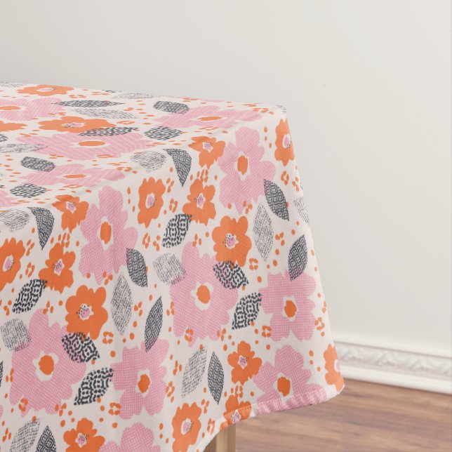 Cute Retro Floral Pattern Tablecloth (In Situ)