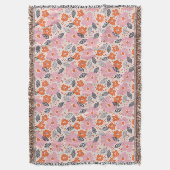Cute Retro Floral Pattern Throw Blanket (Front Vertical)