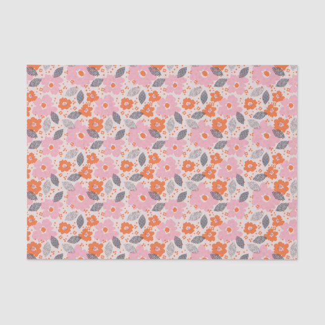 Cute Retro Floral Pattern Tissue Paper (Front)