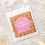 Cute Retro Floral Pink Orange Bat Mitzvah Custom Favour Bag<br><div class="desc">Cute Retro Groovy Floral Pink Orange Bat Mitzvah Custom Favour Bag</div>