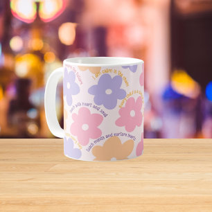 Cute Retro Floral Teacher Gift with Affirmation Coffee Mug