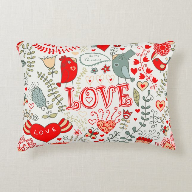 Cute Retro Floral Valentines Design Decorative Cushion (Front)