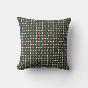 Cute Retro Flower Pattern Christmas Pink Green Cushion