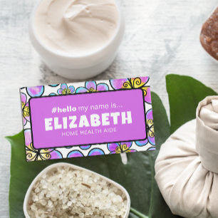 Cute Retro Flowers Hello My Name Is Magnetic Name Name Tag