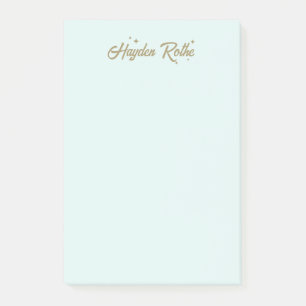 Cute Retro Font and Stars Pastel Blue Post-it Notes