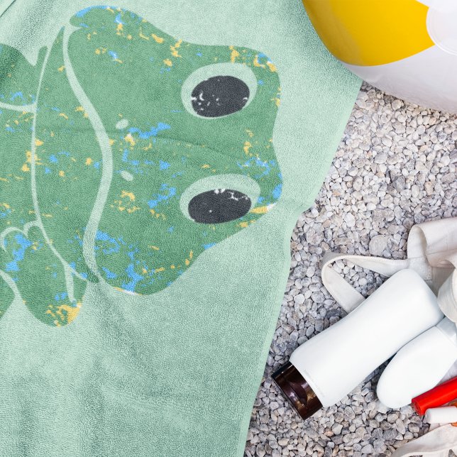 Cute Retro Frog Graphic Personalised Beach Towel (Creator Uploaded)