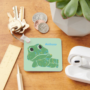 Cute Retro Frog Graphic Personalised Key Ring