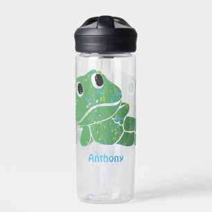 Cute Retro Frog Graphic Personalised Water Bottle