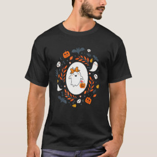 Cute Retro Funny Ghost Pumpkin Fall Halloween Wome T-Shirt