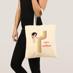 Cute Retro Funny Tote Bag coffee & compassion