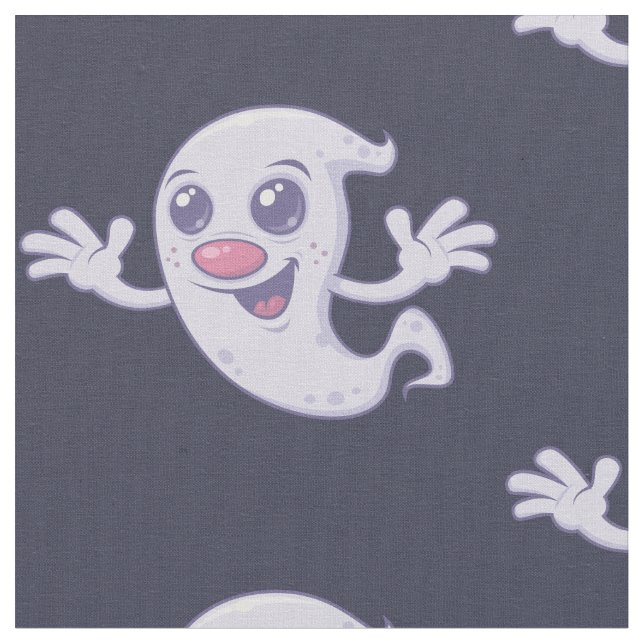 Cute Retro Ghost Fabric (Close Up)