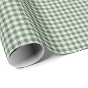 Cute Retro Gingham Plaid Pattern   Winter Green Wrapping Paper
