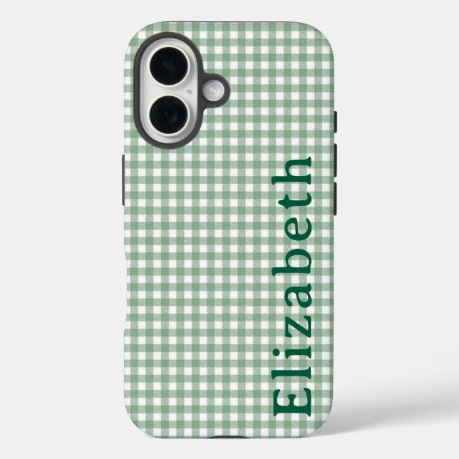 Cute Retro Gingham Plaid Personalized  Case-Mate iPhone Case (Back)