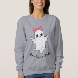 Cute Retro Girl Ghost with Pink Hair Bow Sweatshirt