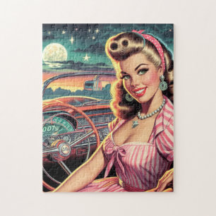 Cute Retro Girl Jigsaw Puzzle