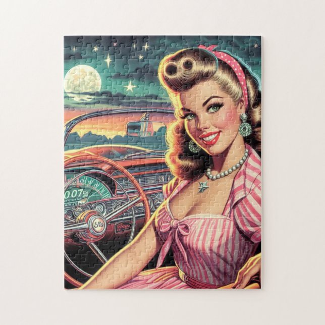 Cute Retro Girl Jigsaw Puzzle (Vertical)