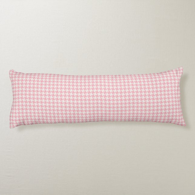 Cute retro girly pastel pink houndstooth pattern body cushion (Back)