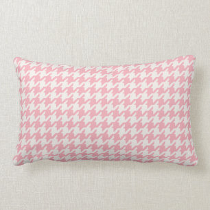 Cute retro girly pastel pink houndstooth pattern lumbar cushion