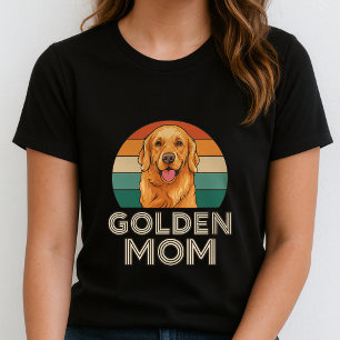 Cute Retro Golden Retriever Mom Tee; Proud Dog Mom T-Shirt