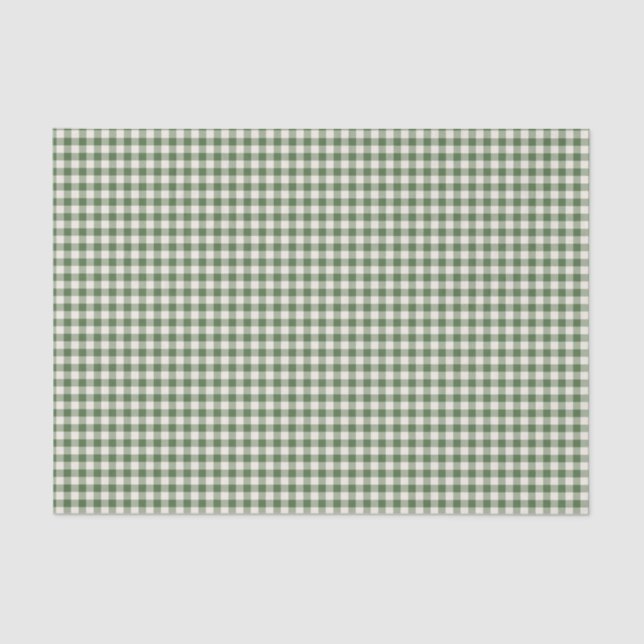 Cute Retro Green Gingham Plaid Pattern  Tissue Paper (Front)