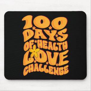 Cute Retro Groovy 100 Days Of Health Love Challeng Mouse Pad