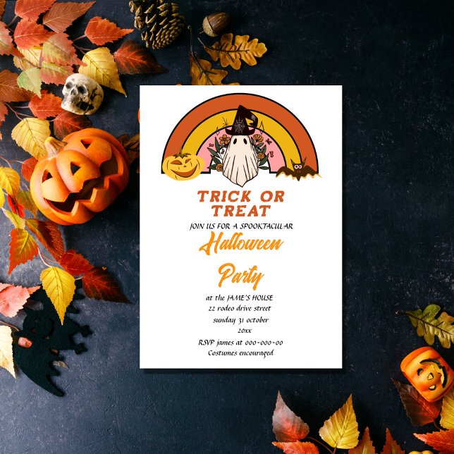 cute retro groovy halloween gost  invitation (Creator Uploaded)