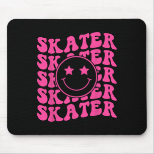 Cute Retro Groovy Skateboarding Lover Skater Girl Mouse Pad