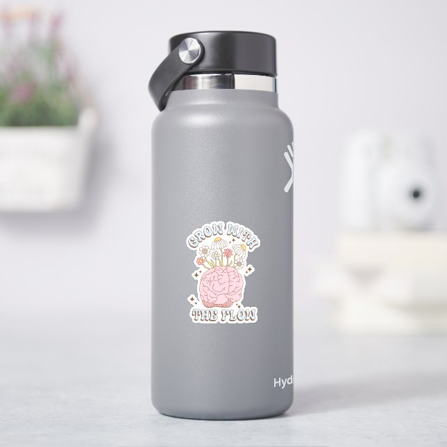 Cute Retro Grow With The Flow Vinyl Sticker (HydroFlask)