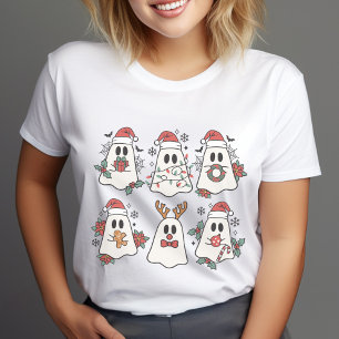 Cute Retro Halloween and Christmas Ghosts T-Shirt