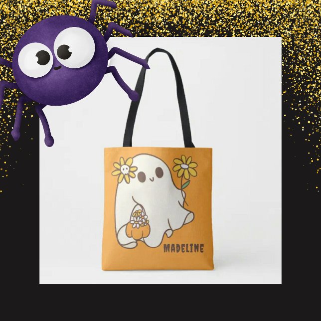 Cute Retro Halloween Ghost Tote Bag (Creator Uploaded)