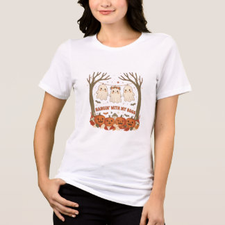 Cute Retro Halloween Ghosts "Hangin' With My Boos" Tri-Blend Shirt